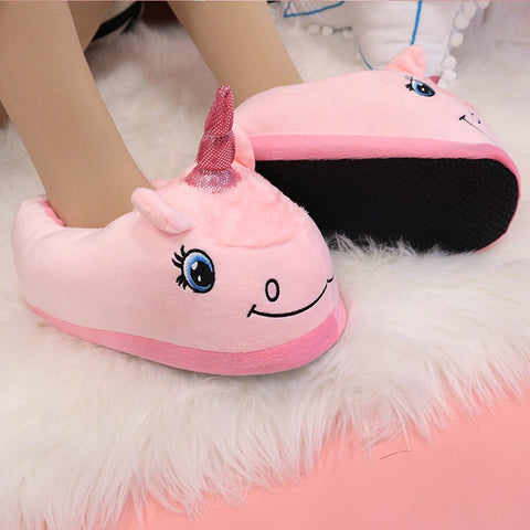 Chaussons roses licorne
