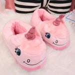 Chaussons roses licorne