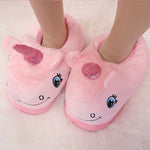 Chaussons roses licorne