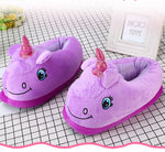 Chaussons mauves licorne