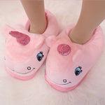 Chaussons roses licorne
