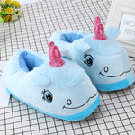 Chaussons bleus licorne
