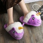 pantoufles mauves licorne