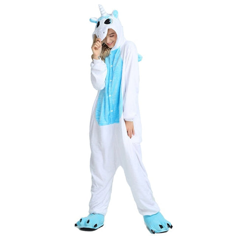 Kigurumi licorne blanc et bleu (pyjama/combinaison Licorne)